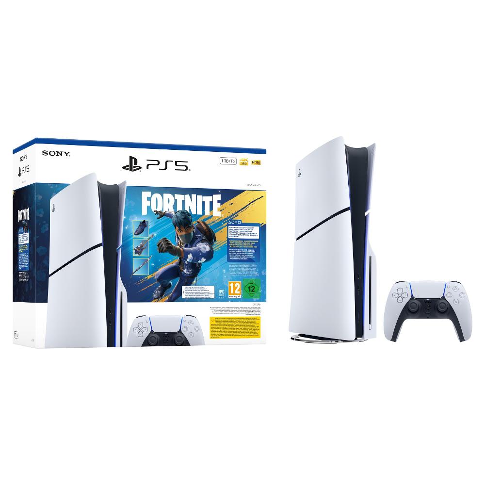 PS5 Console 1TB Standard Slim White + Fortnite Flowering Chaos