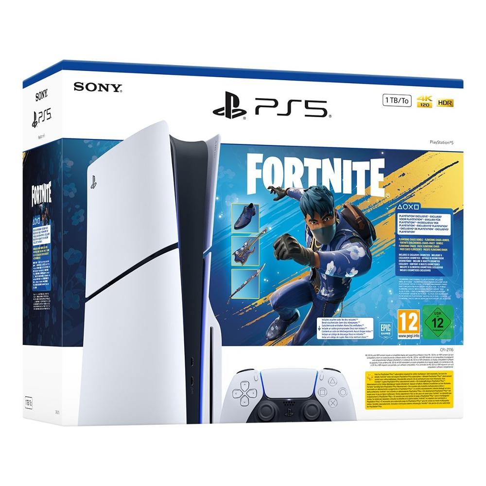 PS5 Console 1TB Standard Slim White + Fortnite Flowering Chaos