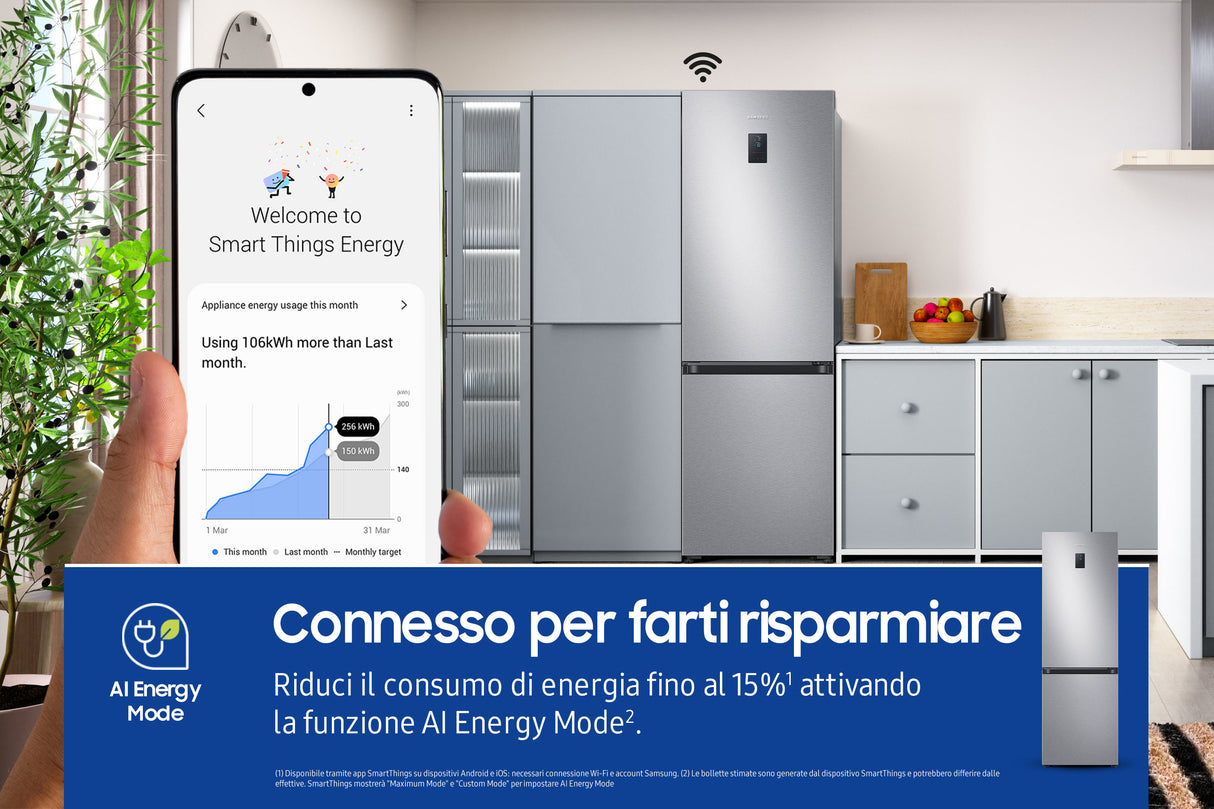 Samsung Frigorifero Combinato EcoFlex AI 1.85m 344L RB34C675DSA