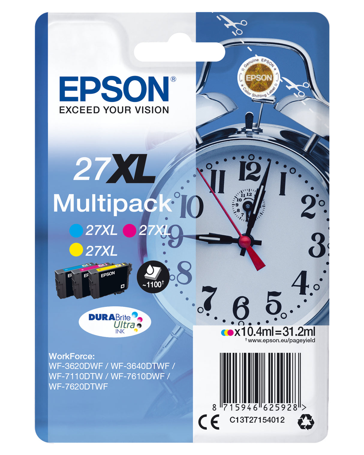 Epson Alarm clock Multipack Sveglia 3 colori Inchiostri DURABrite Ultra 27XL