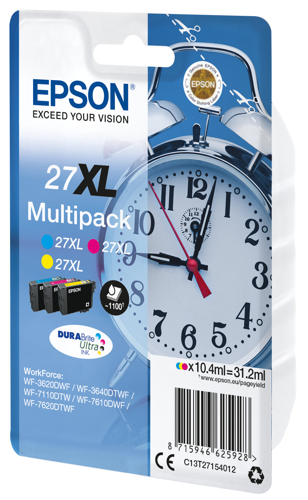 Epson Alarm clock Multipack Sveglia 3 colori Inchiostri DURABrite Ultra 27XL