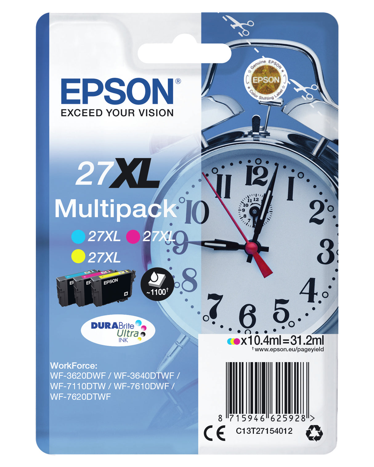 Epson Alarm clock Multipack Sveglia 3 colori Inchiostri DURABrite Ultra 27XL