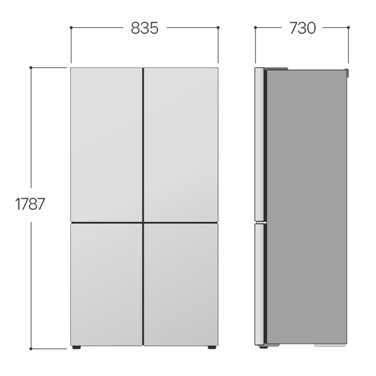 LG InstaView GMV860EPDE Frigorifero Multidoor Slim, Classe E, 530L, Wi-Fi, Linear Cooling, Essence Matte Black