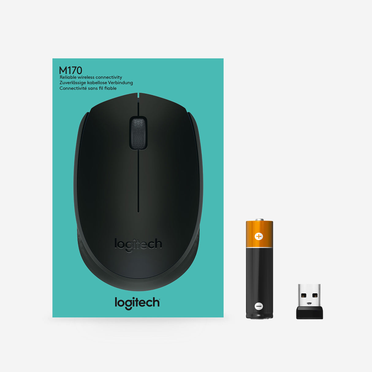 Logitech M171 Mouse Wireless, 2.4 GHz con Mini Ricevitore USB, Rilevamento Ottico, Durata Batteria Fino a 12 Mesi, Mouse Ambidestro per PC/Mac/Laptop, Nero