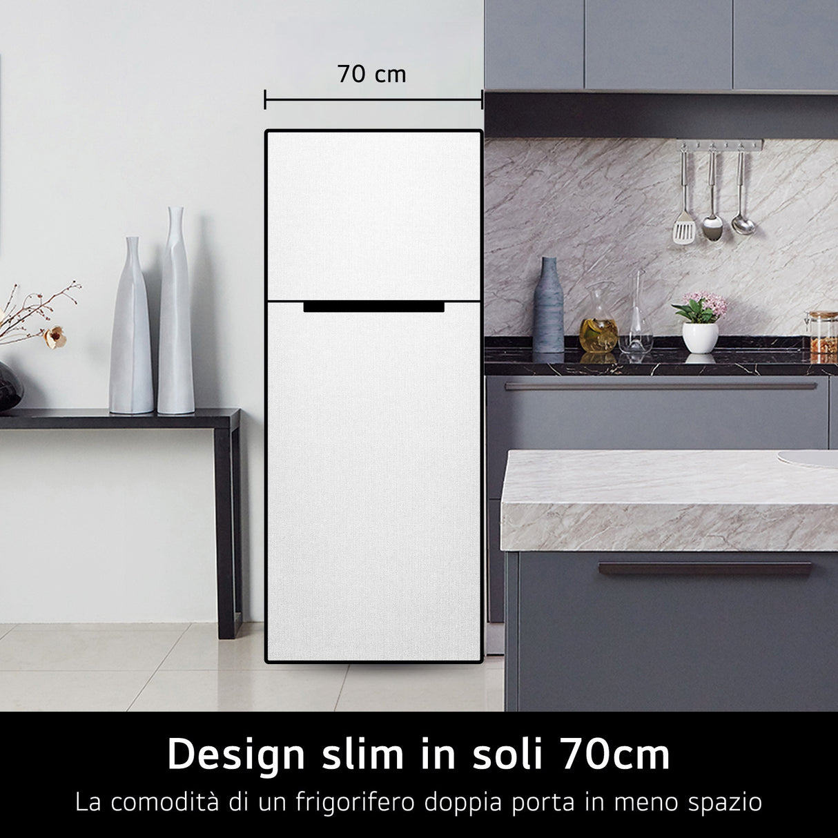 LG GTBV44PYBKD Frigorifero doppia porta 70cm, Classe E, 461L, Door & Linear Cooling, Argento