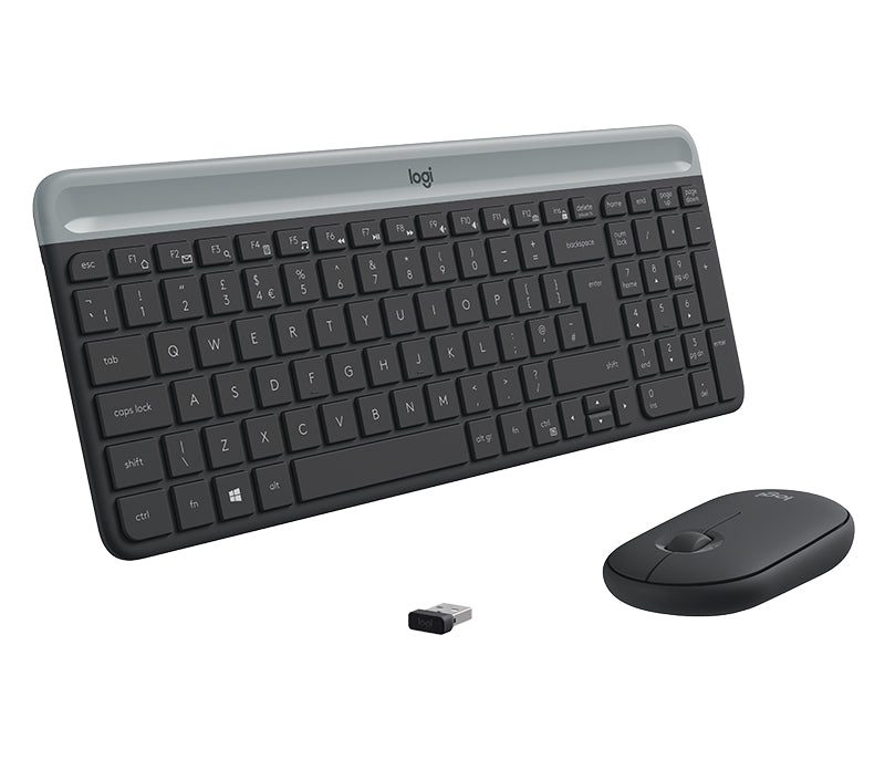 Logitech MK470 Kit Mouse e Tastiera Wireless per Windows, Ricevitore USB 2.4 GHz, Sottile, Compatto, Silenzioso, Batteria Lunga Durata, PC/Laptop, Layout Italiano QWERTY, Grigio