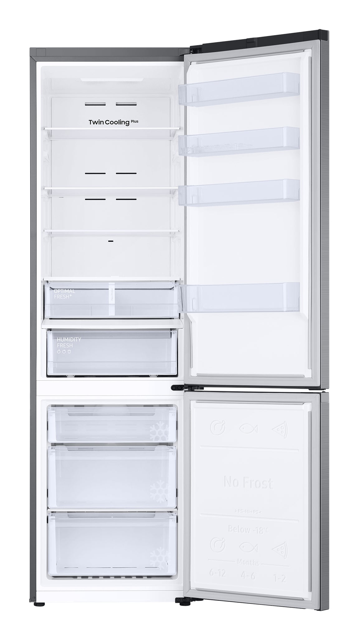 Samsung RB38T607BS9 frigorifero Combinato EcoFlex Libera installazione con congelatore 2m 387 L Classe B, Inox