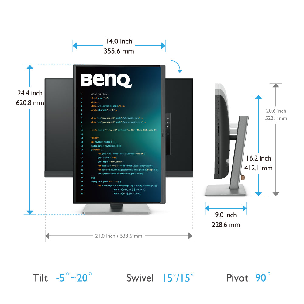 BenQ RD240Q Monitor PC 61,2 cm (24.1") 2560 x 1600 Pixel WQXGA LCD Nero