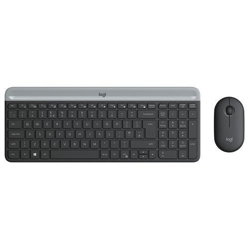 Logitech MK470 Kit Mouse e Tastiera Wireless per Windows, Ricevitore USB 2.4 GHz, Sottile, Compatto, Silenzioso, Batteria Lunga Durata, PC/Laptop, Layout Italiano QWERTY, Grigio