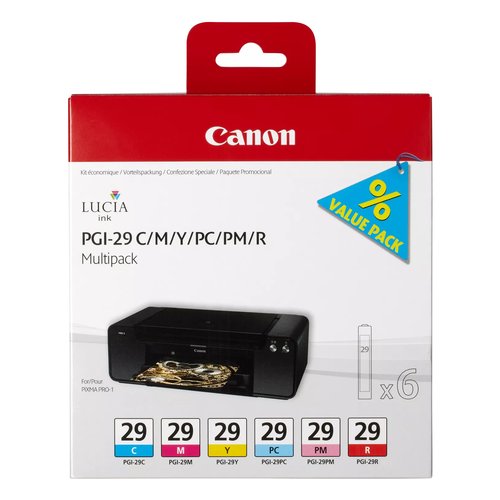 Canon 6 Cartucce d'inchiostro Multipack PGI-29 C/M/Y/PC/PM/R