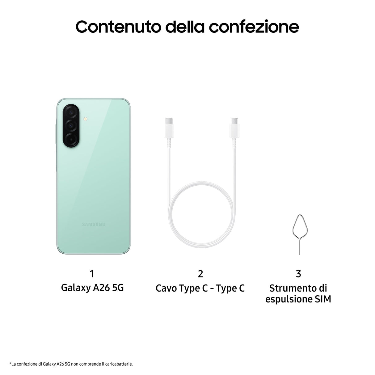 Samsung Galaxy A26 5G, Smartphone con Funzioni intelligenti, Display Super AMOLED 6.7”, 8GB RAM, 256GB, Batteria 5.000 mAh, memoria espandibile, Mint