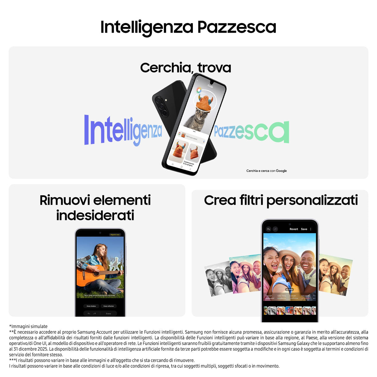 Samsung Galaxy A26 5G, Smartphone con Funzioni intelligenti, Display Super AMOLED 6.7”, 6GB RAM, 128GB, Batteria 5.000 mAh, memoria espandibile, White