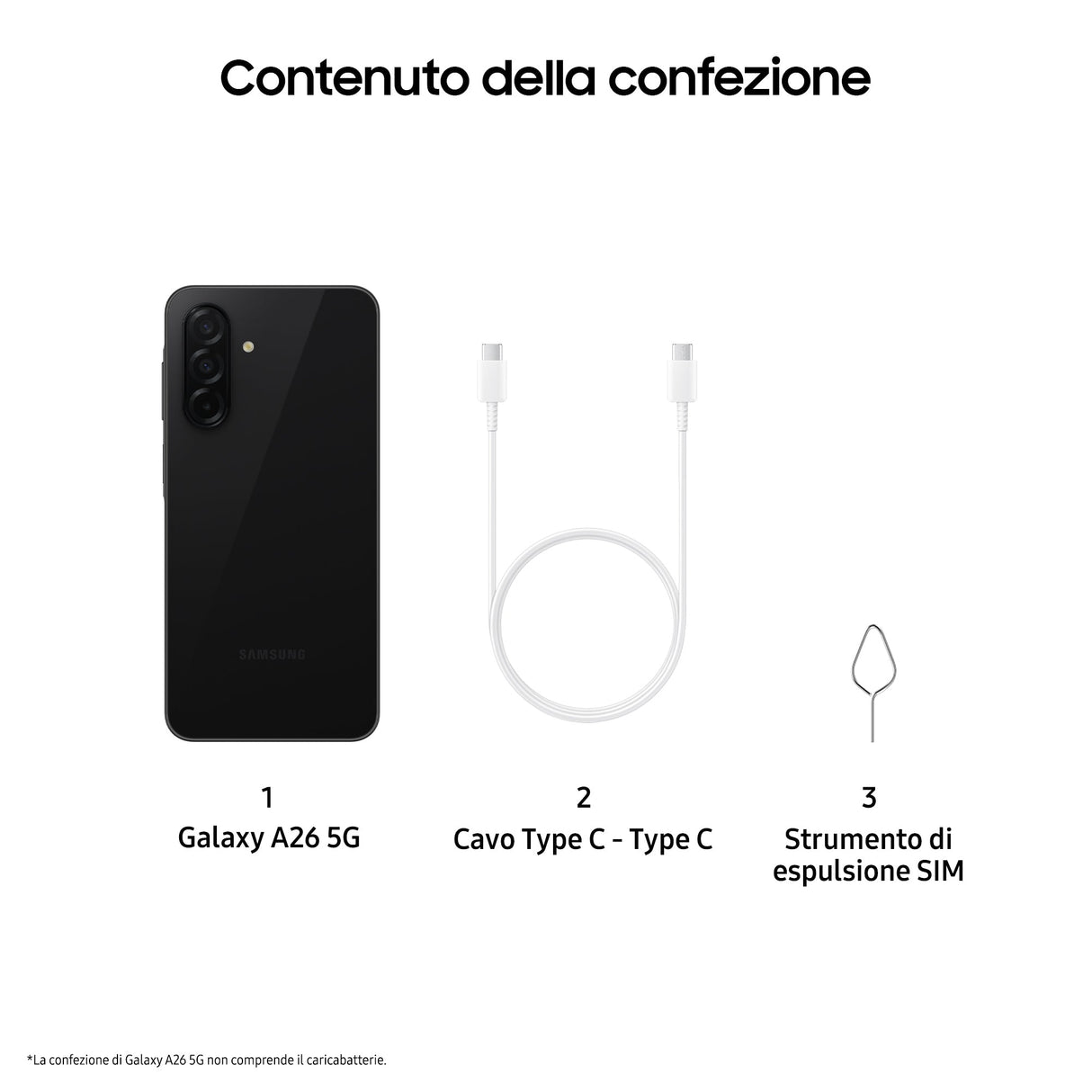 Samsung Galaxy A26 5G, Smartphone con Funzioni intelligenti, Display Super AMOLED 6.7”, 6GB RAM, 128GB, Batteria 5.000 mAh, memoria espandibile, Black