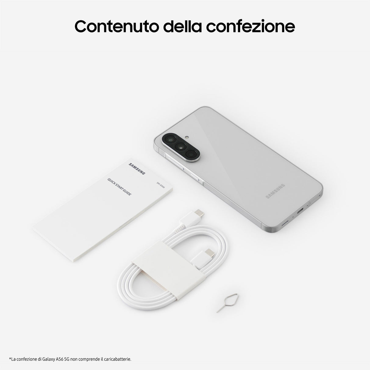 Samsung Galaxy A56 5G, Smartphone con Funzioni intelligenti, Display Super AMOLED 6.7”, 8GB RAM, 128GB, Camera 50MP, Batteria 5.000 mAh, IP67, Awesome Lightgray