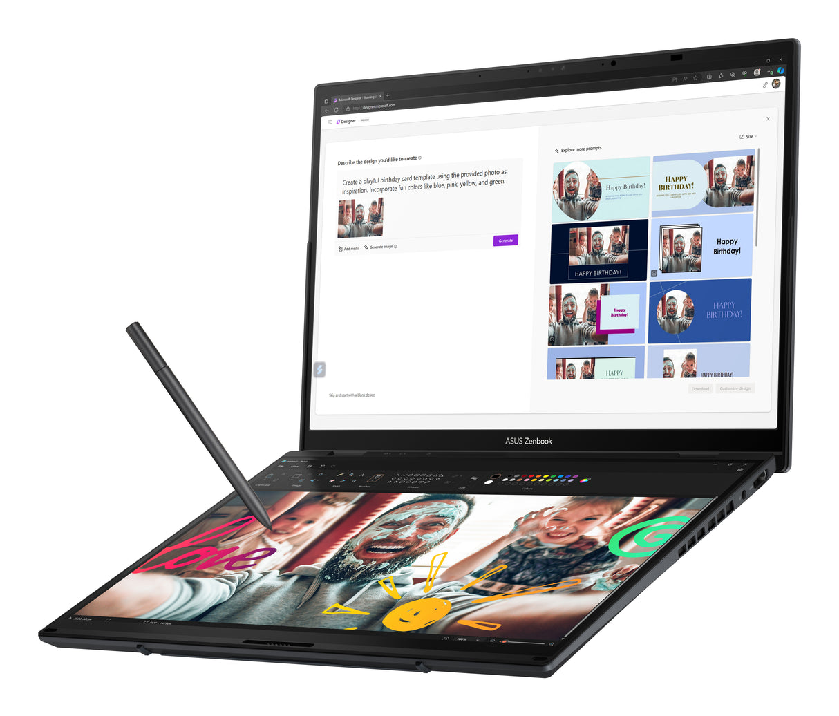 ASUS Zenbook Duo OLED UX8406MA-PZ286W Intel Core Ultra 7 155H Computer portatile 35,6 cm (14") Touch screen 3K 16 GB LPDDR5x-SDRAM 1 TB SSD Wi-Fi 6E (802.11ax) Windows 11 Home Grigio