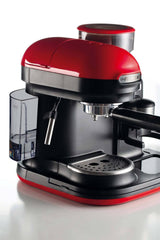 Ariete 1318 Macchina da Caffè con Macinacaffè - 1 filtro - Montalatte - 15 bar - 1080 Watt - 0,8 Litri - Linea Moderna - Rosso