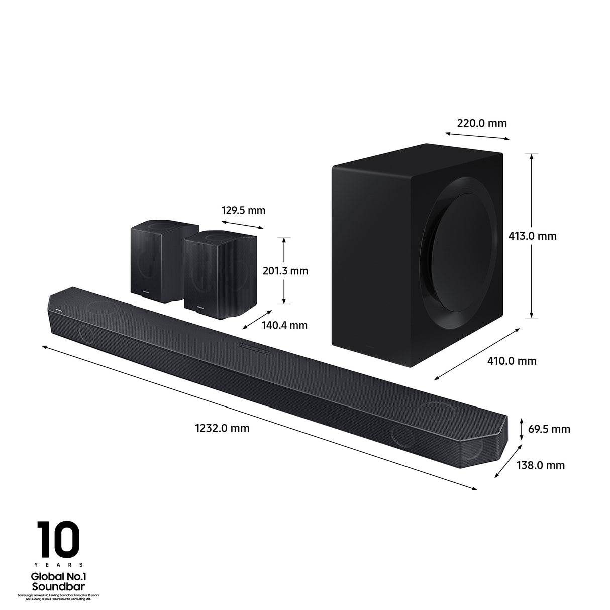 Samsung Soundbar HW-Q990D/ZF Serie Q, 22 Speaker, Wireless Dolby Atmos, Audio a 11.1.4 Canali, Q-Simphony, Alexa integrato e compatibile con Google Assistant, Graphite Black 2024