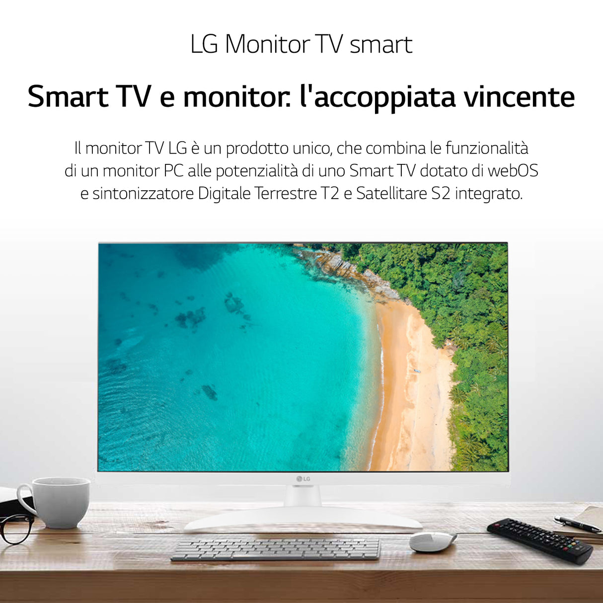 LG 27TQ615S Monitor TV 27" smart webOS 22 FULL HD Wi-Fi NOVITÀ 2022 Bianco