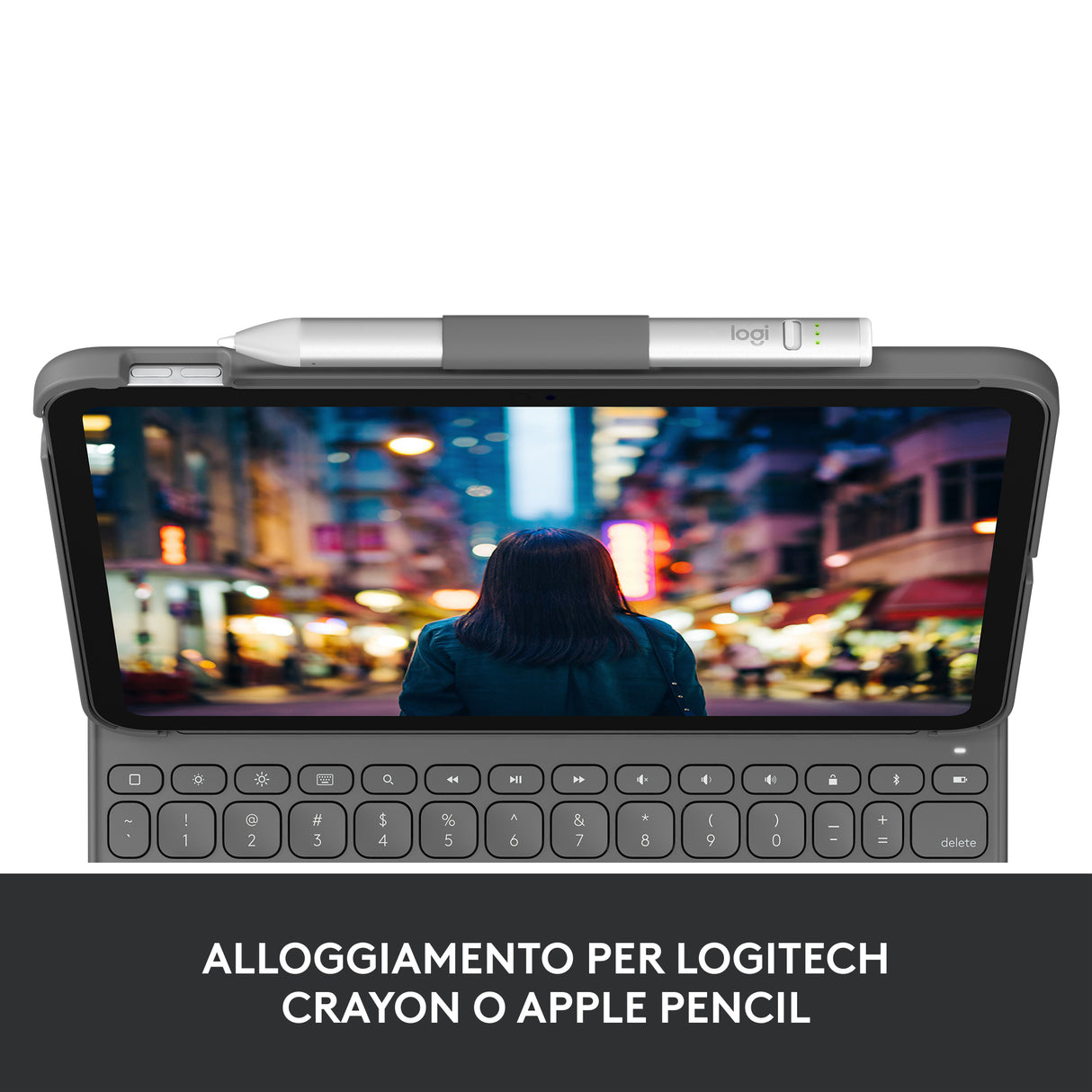 Logitech Slim Folio QWERTY Italiano Bluetooth Grigio