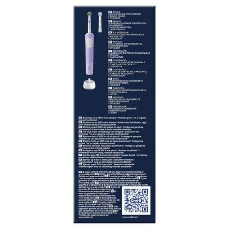 Oral-B Vitality Spazzolino Elettrico Ricaricabile Pro Viola, 2 Testine