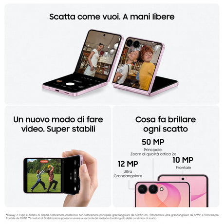 Samsung Galaxy Z Flip8 , 512GB, Graphite, Selfie Camera 50MP, Now Brief, Assistente Foto, FlexWindow Personalizzata, Batteria 4300 mAh, RAM 12GB