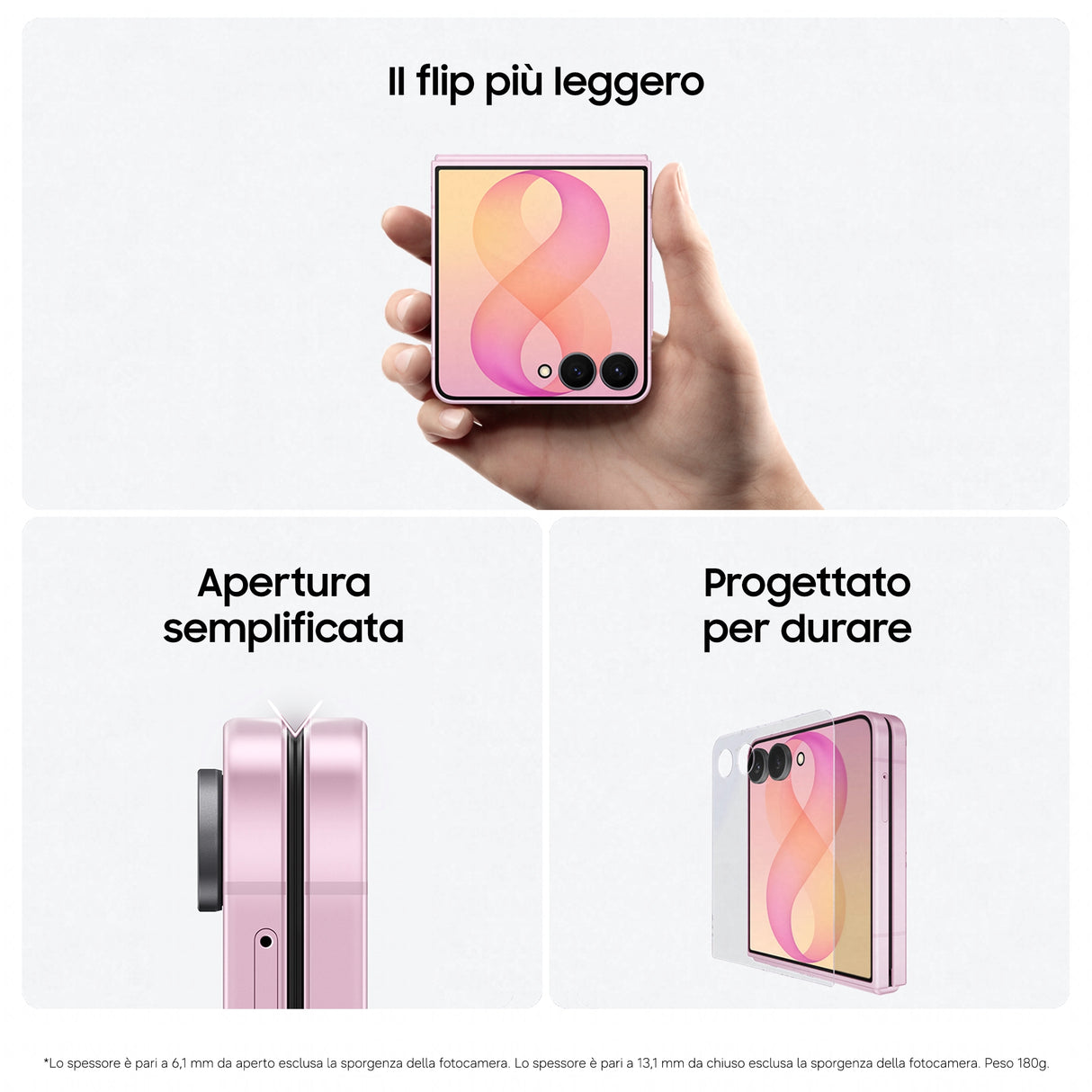 Samsung Galaxy Z Flip8 , 256GB, Graphite, Selfie Camera 50MP, Now Brief, Assistente Foto, FlexWindow Personalizzata, Batteria 4300 mAh, RAM 12GB