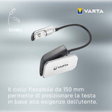 Varta Book Light (incl. 2x CR2032 Celle a bottone, con impugnatura a clip e collo flessibile) argento/nero, luce a clip