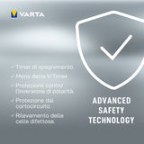 Varta LCD charger AA & AAA (Batterie ricaricabili NiMH incl. 4x AA 2600 mAh accu & AC adattatore & 12 V adattatore & cavo USB),Grigio