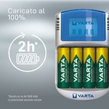 Varta LCD charger AA & AAA (Batterie ricaricabili NiMH incl. 4x AA 2600 mAh accu & AC adattatore & 12 V adattatore & cavo USB),Grigio