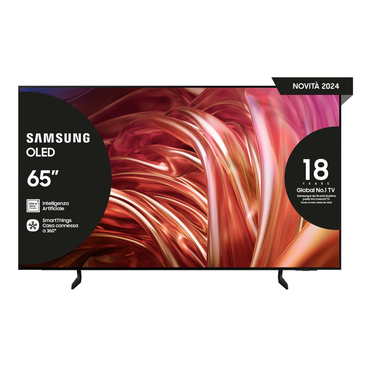 Samsung TV OLED 4K 65” QE65S85DAEXZT Smart TV Wi-Fi Graphite Black 2024, Processore NQ4 AI GEN2, Self-illuminating pixels, Contour Design, Dolby Atmos