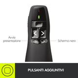 Logitech R400 puntatore wireless RF Nero