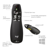 Logitech R400 puntatore wireless RF Nero