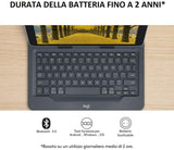 Logitech Universal Folio Cover iPad o Tablet con Tastiera Bluetooth Wireless, Per la maggior parte dei tablet da 9-10", iOS, ‎Android, Windows, ‎Italiano Qwerty, Nero