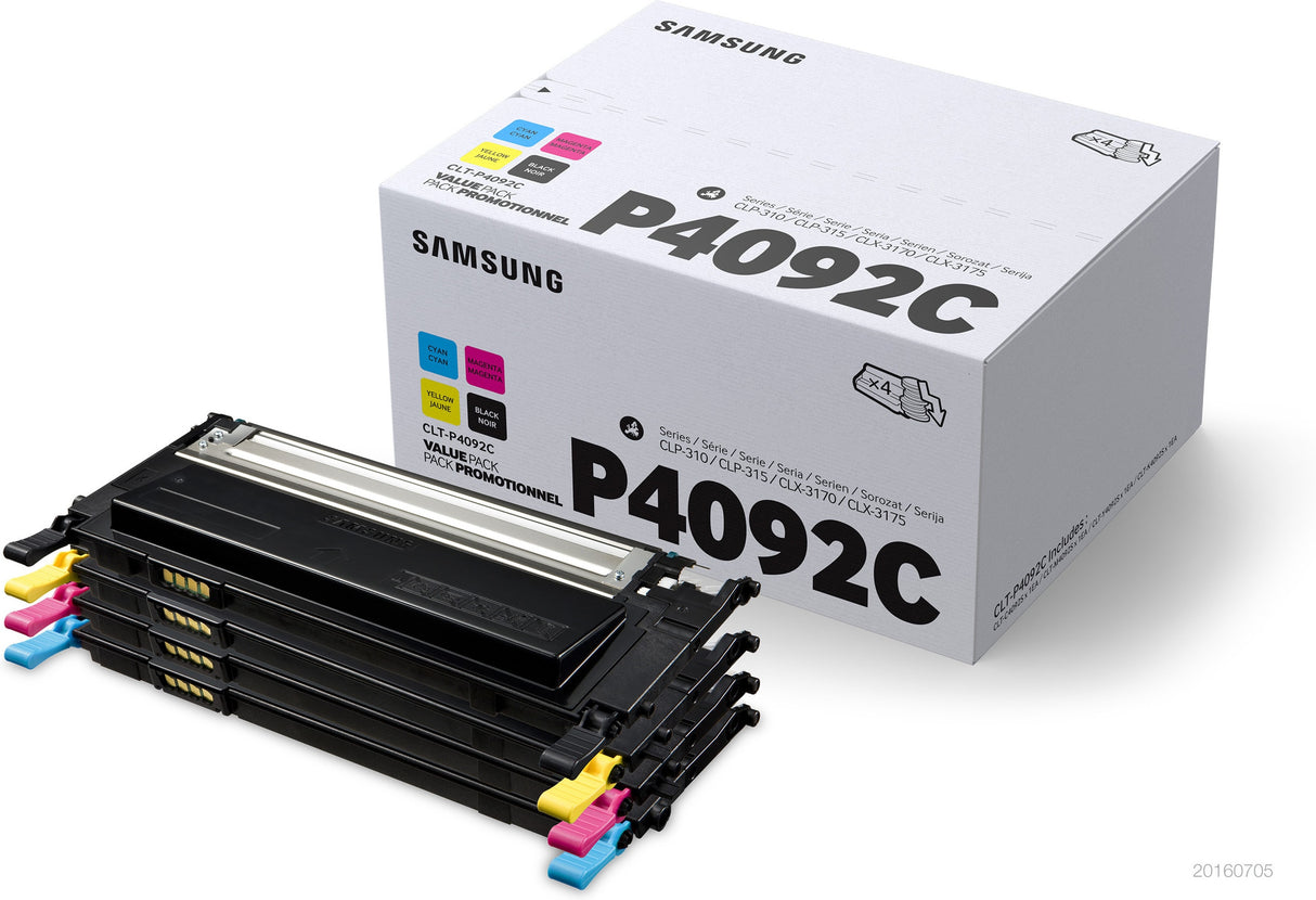 Samsung Confezione da 4 cartucce toner nero/ciano/magenta/giallo originali CLT-P4092C