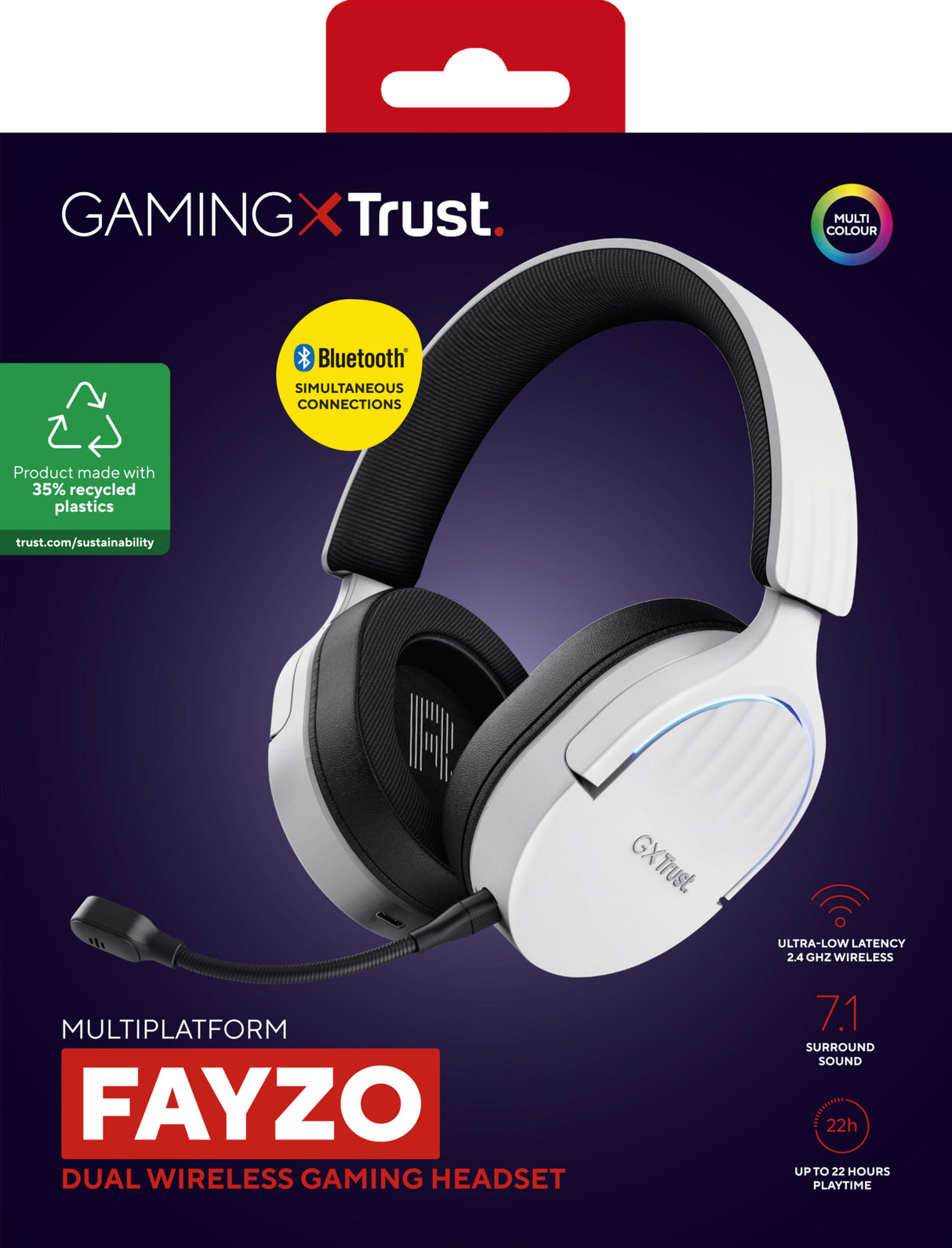 Trust GXT 491W FAYZO Auricolare Con cavo e senza cavo A Padiglione Gaming USB tipo-C Bluetooth Nero, Bianco