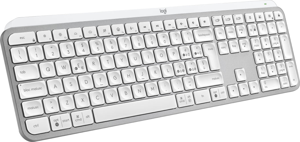 Logitech MX Keys S tastiera Universale RF senza fili + Bluetooth QWERTY Italiano Alluminio, Bianco