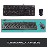 Logitech MK120 Combo Tastiera e Mouse con Filo per Windows, Mouse Ottico Cablato, Tastiera di Dimensioni Standard, USB Plug-and-Play, Compatibile con PC, Laptop