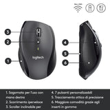 Logitech M705 Marathon Mouse Wireless, Ricevitore USB Unifying 2,4 GHz, 1000 DPI, 5 Pulsanti Programmabili, Durata Batteria di 3 Anni, Compatibile con PC, Mac, Laptop, Chromebook