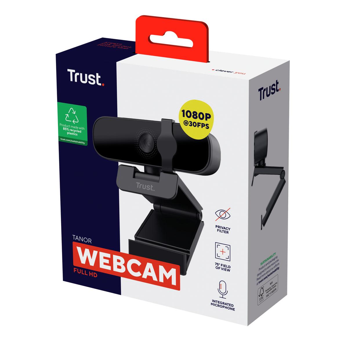 Trust Tanor webcam 1920 x 1080 Pixel USB Nero