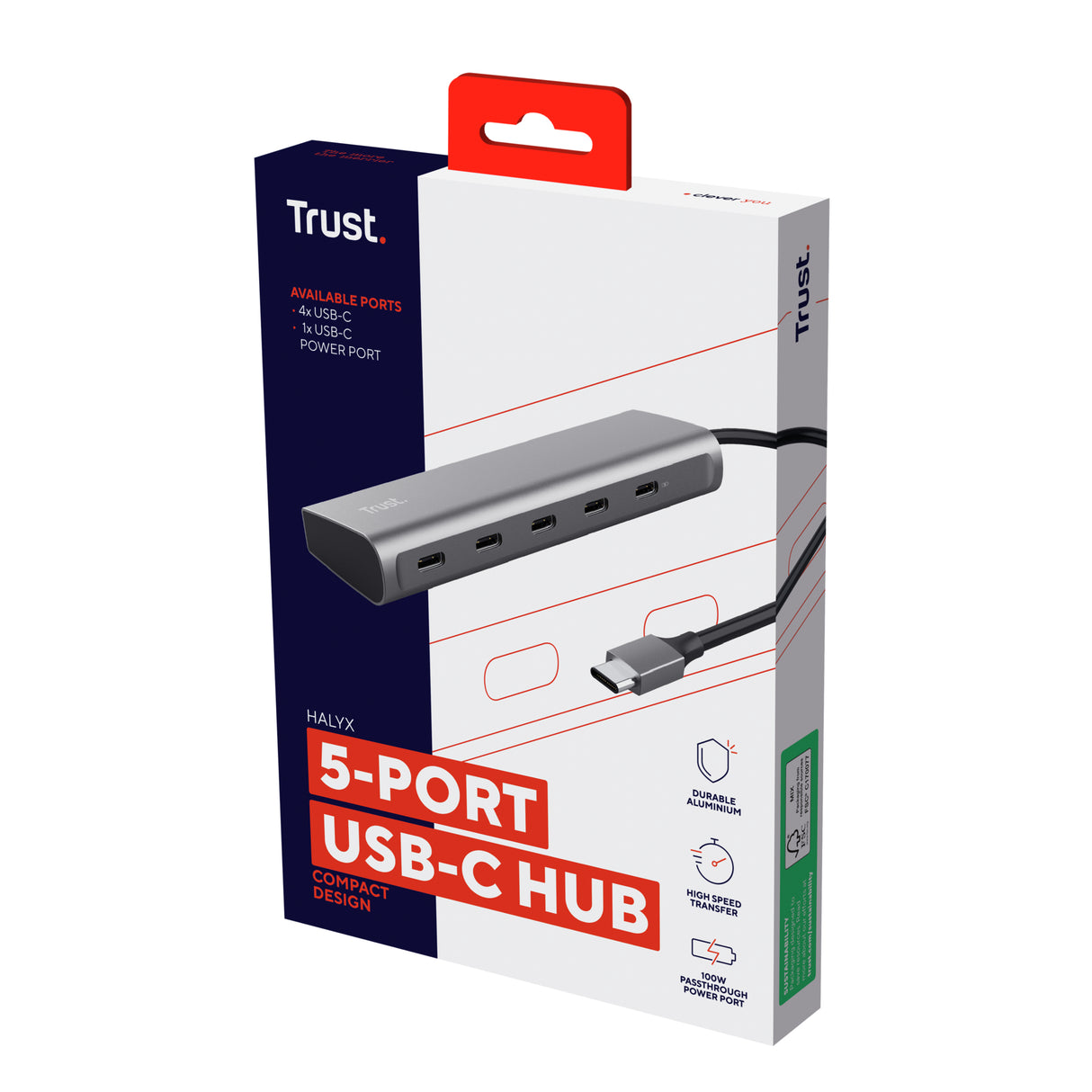 Trust Halyx USB 3.2 Gen 1 (3.1 Gen 1) Type-C Argento