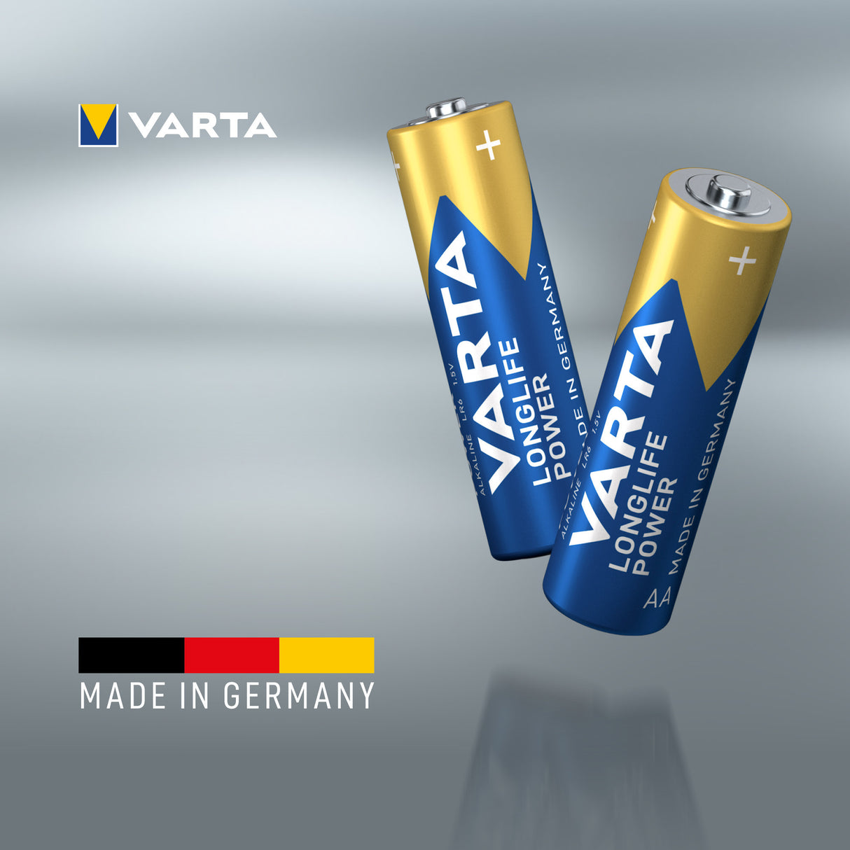 Varta Longlife Power, Batteria Alcalina, AA, Mignon, LR6, 1.5V, Blister da 4, Made in Germany