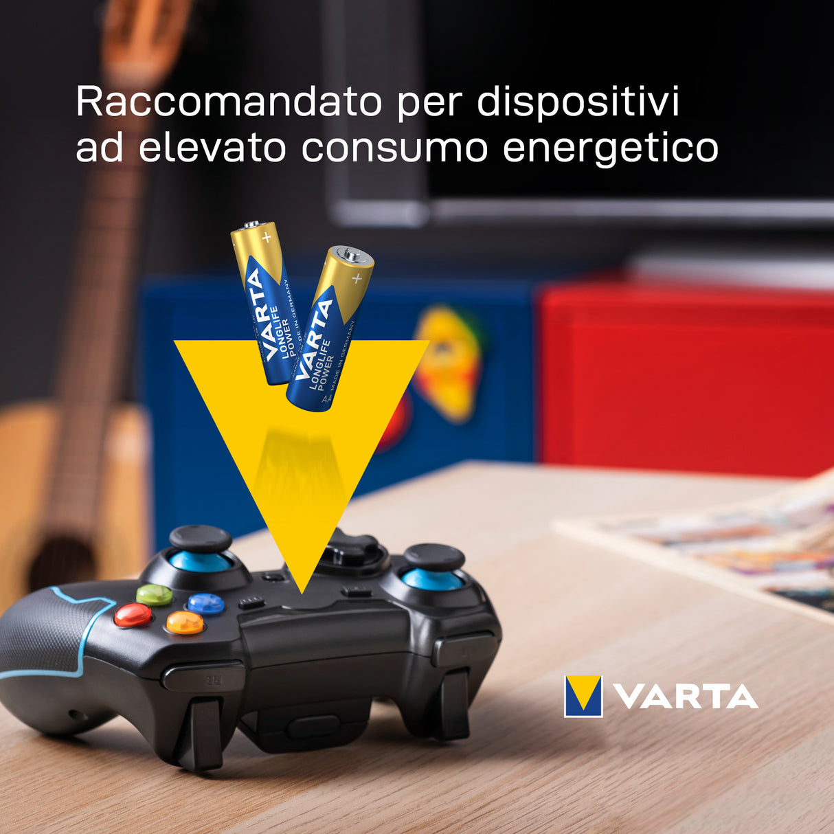 Varta Longlife Power, Batteria Alcalina, AA, Mignon, LR6, 1.5V, Blister da 4, Made in Germany