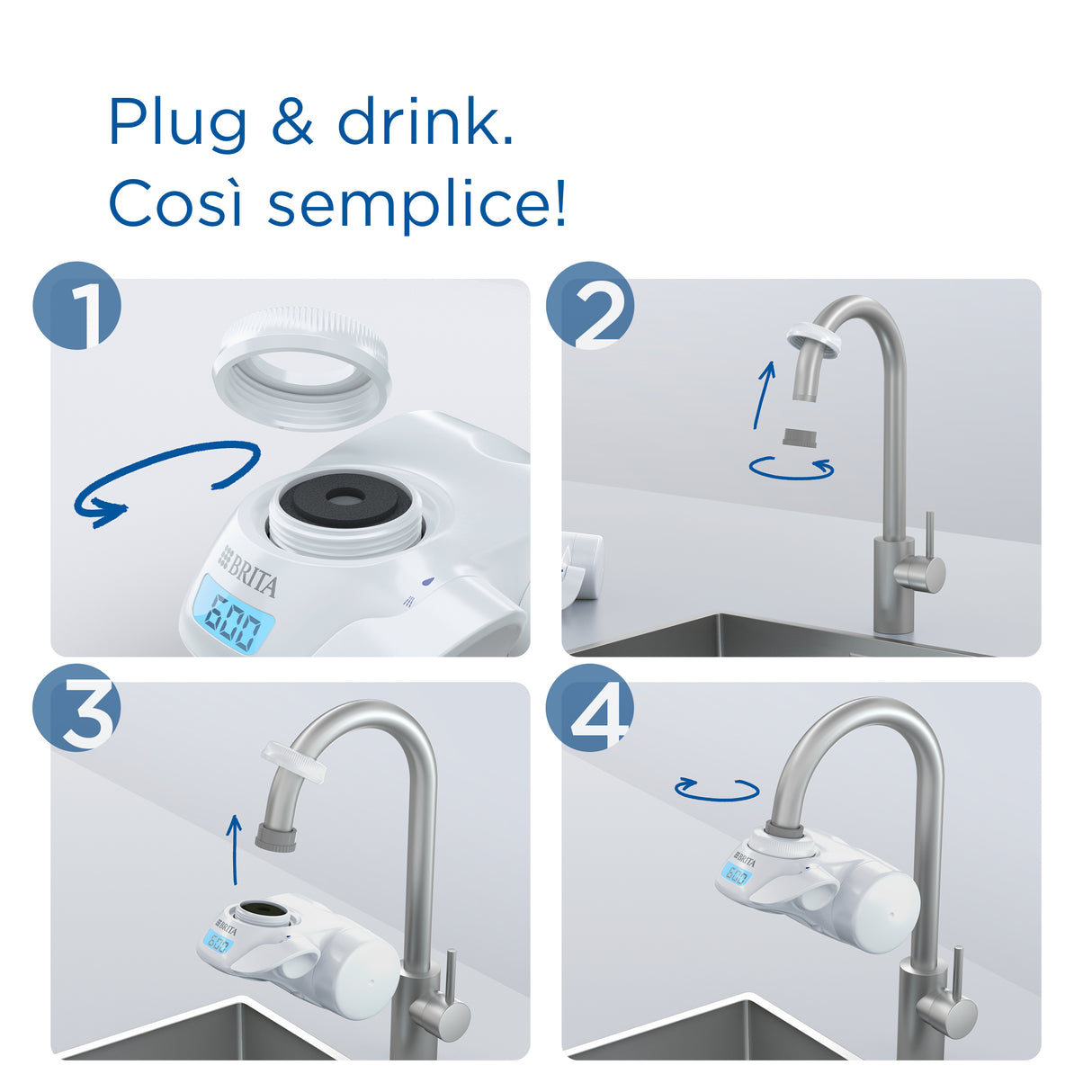 Brita Sistema filtrante dell'acqua ON TAP Pro V-MF con 1x filtro (600L) - per acqua priva di batteri al 99,99% & gusto migliore