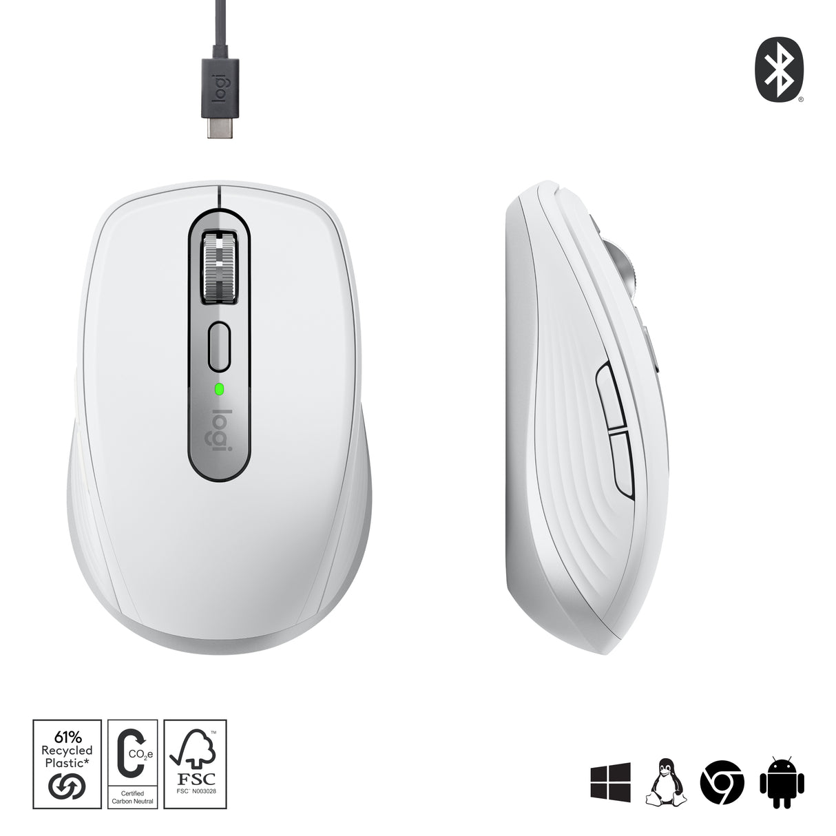 Logitech MX Anywhere 3S mouse Ufficio Mano destra RF senza fili + Bluetooth Laser 8000 DPI