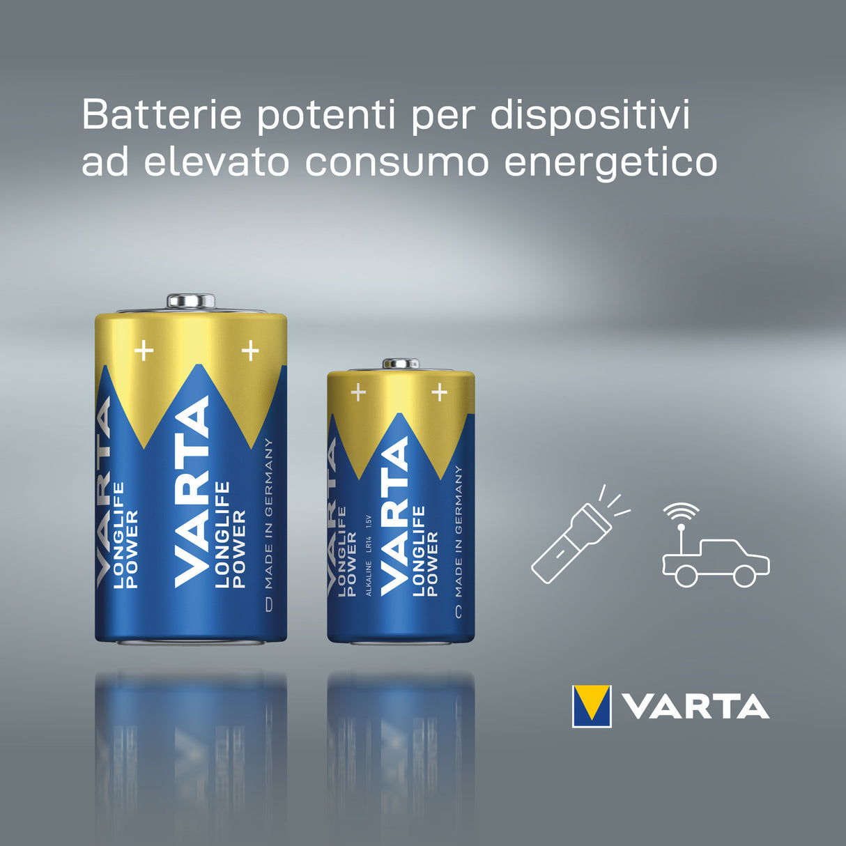 Varta Longlife Power, Batteria Alcalina, C, Baby, LR14, 1.5V, Blister da 2, Made in Germany