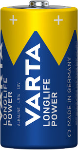 Varta Longlife Power, Batteria Alcalina, C, Baby, LR14, 1.5V, Blister da 2, Made in Germany