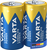 Varta Longlife Power, Batteria Alcalina, C, Baby, LR14, 1.5V, Blister da 2, Made in Germany