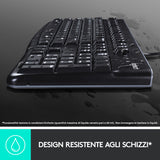 Logitech K120 Tastiera con Cavo per Windows, USB Plug-and-Play, Dimensioni Standard, Resistente agli Schizzi, Barra Spaziatrice Curva, Compatibile con PC, Laptop