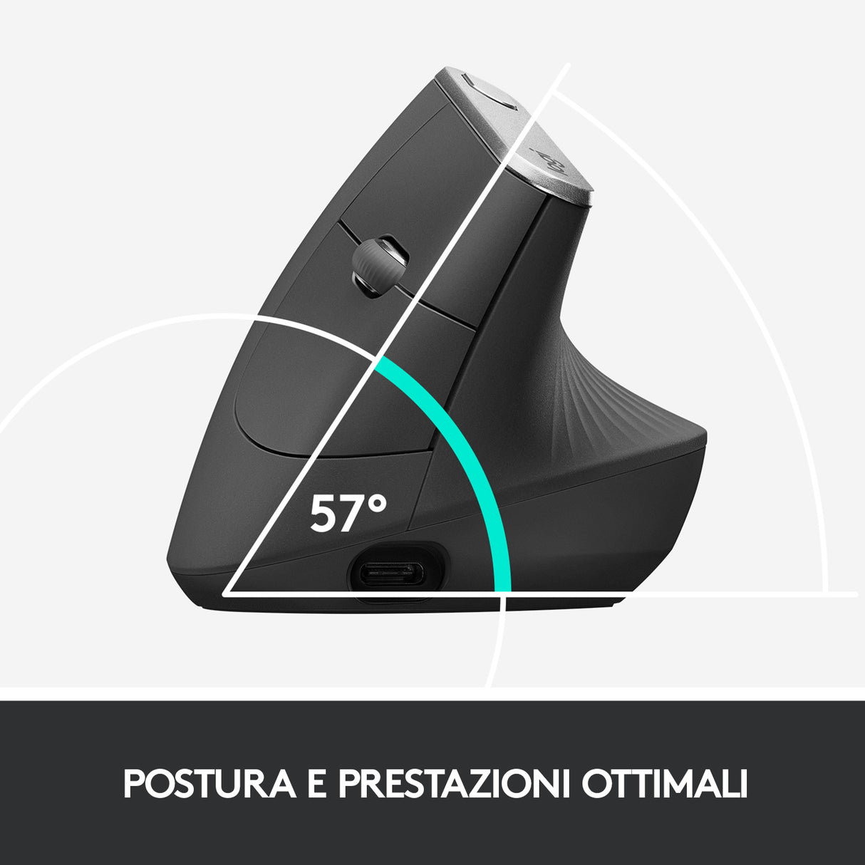 Logitech MX Vertical mouse Ufficio Mano destra RF senza fili + Bluetooth Ottico 4000 DPI