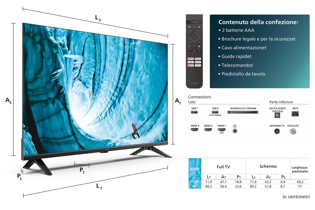 Philips 32PHS6009 32" 80cm HD LED TV Dolby Audio Titan OS